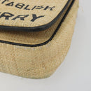 BURBERRY Chain Shoulder Bag Raffia Beige Gold Auth 193413A-15
