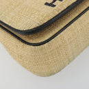 BURBERRY Chain Shoulder Bag Raffia Beige Gold Auth 193413A-16