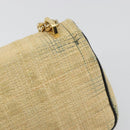 BURBERRY Chain Shoulder Bag Raffia Beige Gold Auth 193413A-10
