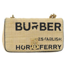 BURBERRY Chain Shoulder Bag Raffia Beige Gold Auth 193413A-13