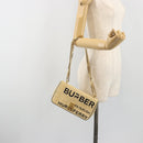 BURBERRY Chain Shoulder Bag Raffia Beige Gold Auth 193413A-24