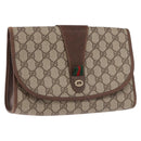 GUCCI GG Supreme Web Sherry Line Bag PVC Beige Gold 156 01 030 Auth 193414-1