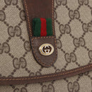 GUCCI GG Supreme Web Sherry Line Bag PVC Beige Gold 156 01 030 Auth 193414-8