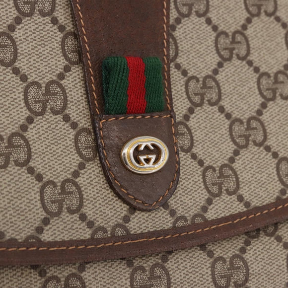 GUCCI GG Supreme Web Sherry Line Bag PVC Beige Gold 156 01 030 Auth 193414