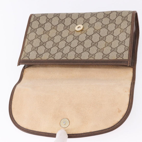 GUCCI GG Supreme Web Sherry Line Bag PVC Beige Gold 156 01 030 Auth 193414