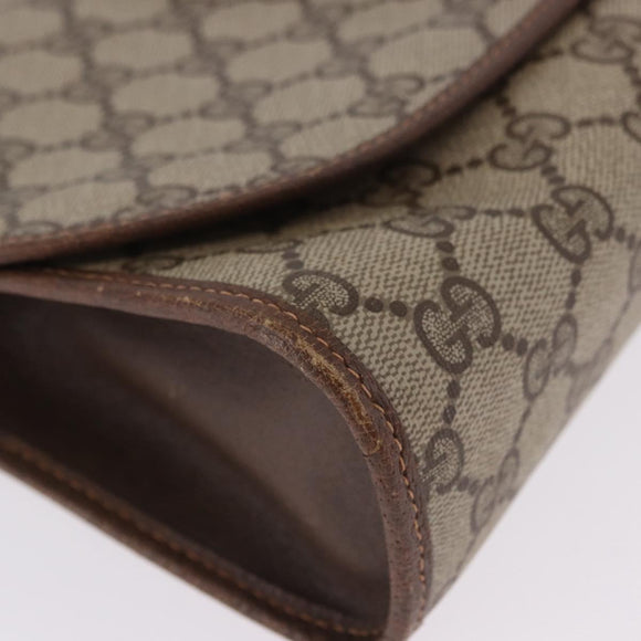 GUCCI GG Supreme Web Sherry Line Bag PVC Beige Gold 156 01 030 Auth 193414