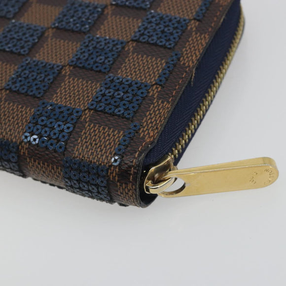 LOUIS VUITTON Damie Payette Zippy Wallet Long Wallet Blue N63172 LV Auth 193419V