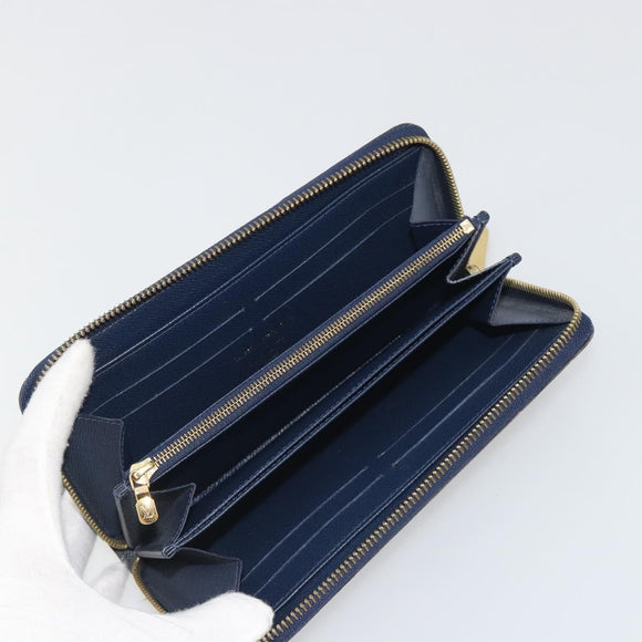 LOUIS VUITTON Damie Payette Zippy Wallet Long Wallet Blue N63172 LV Auth 193419V