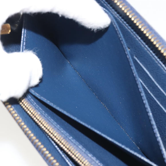 LOUIS VUITTON Damie Payette Zippy Wallet Long Wallet Blue N63172 LV Auth 193419V