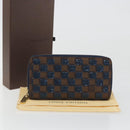 LOUIS VUITTON Damie Payette Zippy Wallet Long Wallet Blue N63172 LV Auth 193419V-12