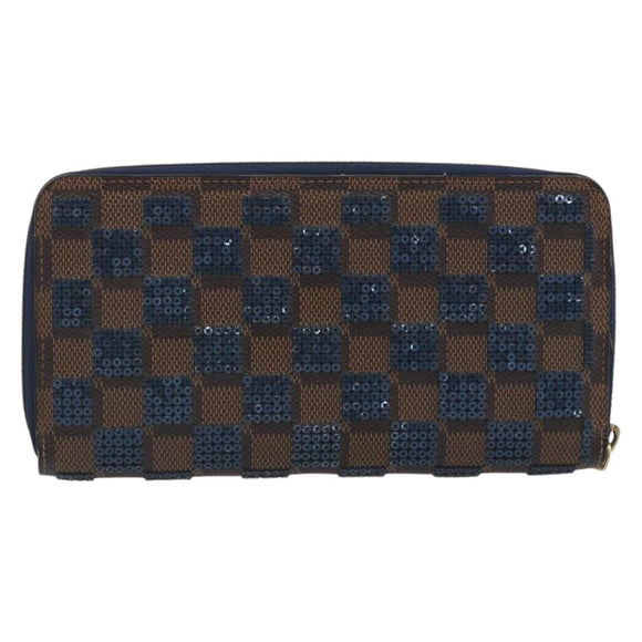 LOUIS VUITTON Damie Payette Zippy Wallet Long Wallet Blue N63172 LV Auth 193419V