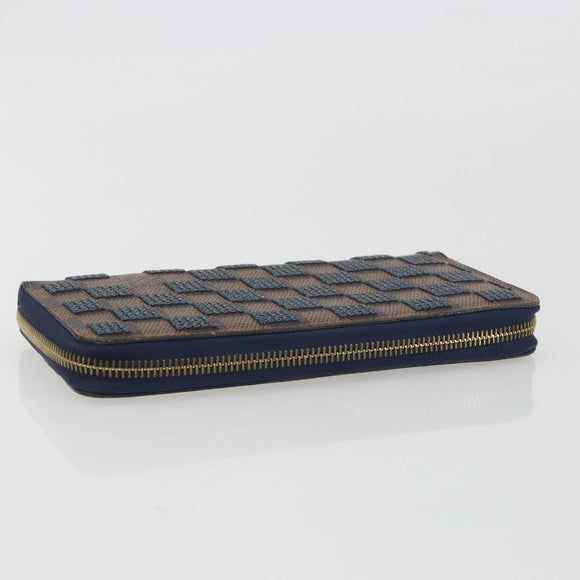 LOUIS VUITTON Damie Payette Zippy Wallet Long Wallet Blue N63172 LV Auth 193419V
