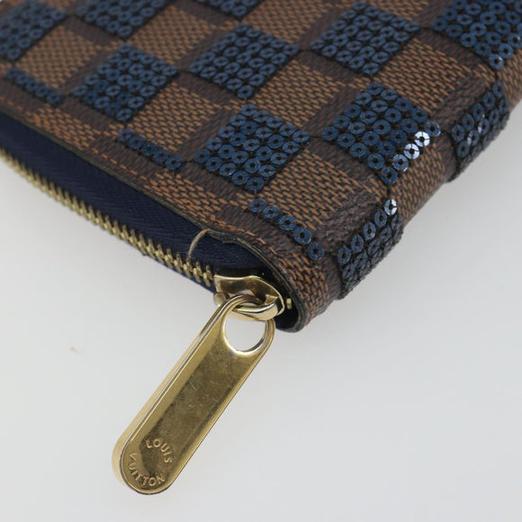 LOUIS VUITTON Damie Payette Zippy Wallet Long Wallet Blue N63172 LV Auth 193419V