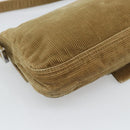 FENDI Mamma Baguette Shoulder Bag Corduroy Beige Silver Auth 193421V-13