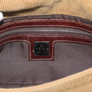 FENDI Mamma Baguette Shoulder Bag Corduroy Beige Silver Auth 193421V-15