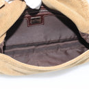 FENDI Mamma Baguette Shoulder Bag Corduroy Beige Silver Auth 193421V-16