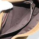 FENDI Mamma Baguette Shoulder Bag Corduroy Beige Silver Auth 193421V-20