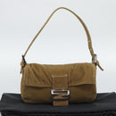 FENDI Mamma Baguette Shoulder Bag Corduroy Beige Silver Auth 193421V-23