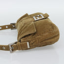 FENDI Mamma Baguette Shoulder Bag Corduroy Beige Silver Auth 193421V-4