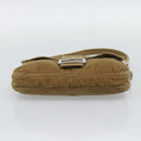 FENDI Mamma Baguette Shoulder Bag Corduroy Beige Silver Auth 193421V-9