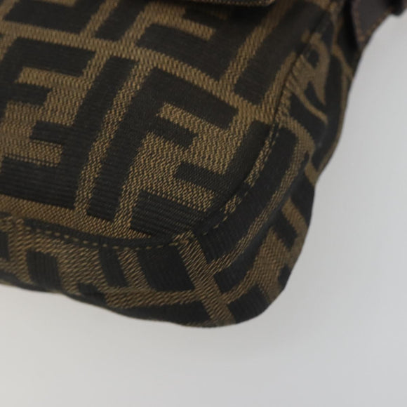 FENDI Zucca Canvas Mamma Baguette Shoulder Bag Brown Black Auth 193422V