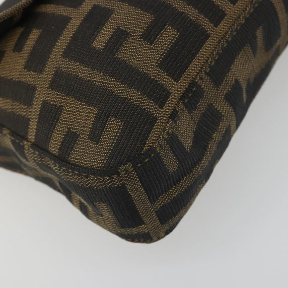 FENDI Zucca Canvas Mamma Baguette Shoulder Bag Brown Black Auth 193422V