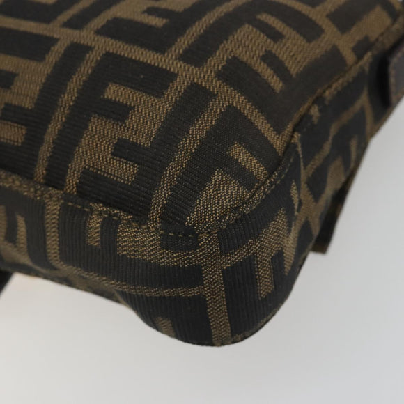FENDI Zucca Canvas Mamma Baguette Shoulder Bag Brown Black Auth 193422V