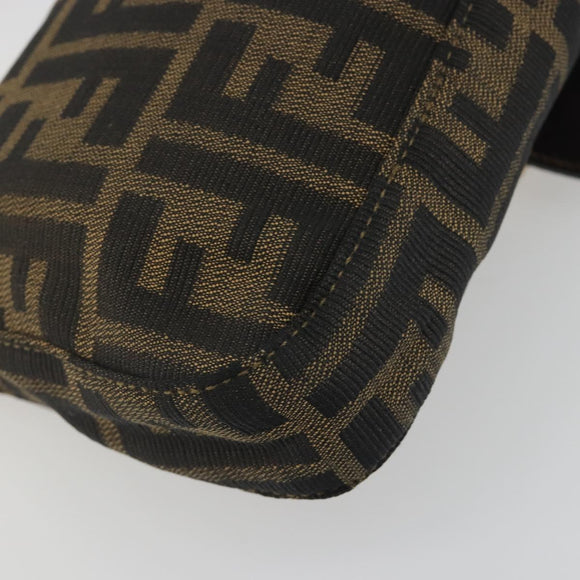 FENDI Zucca Canvas Mamma Baguette Shoulder Bag Brown Black Auth 193422V