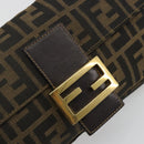 FENDI Zucca Canvas Mamma Baguette Shoulder Bag Brown Black Auth 193422V-19