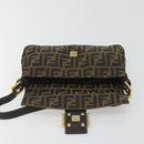 FENDI Zucca Canvas Mamma Baguette Shoulder Bag Brown Black Auth 193422V-20