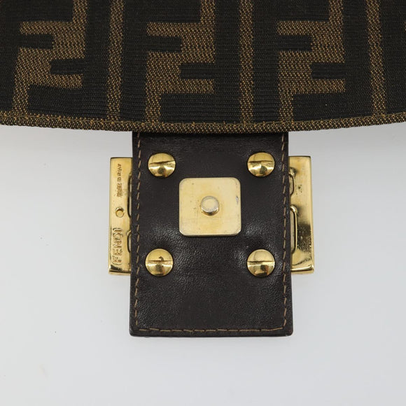FENDI Zucca Canvas Mamma Baguette Shoulder Bag Brown Black Auth 193422V