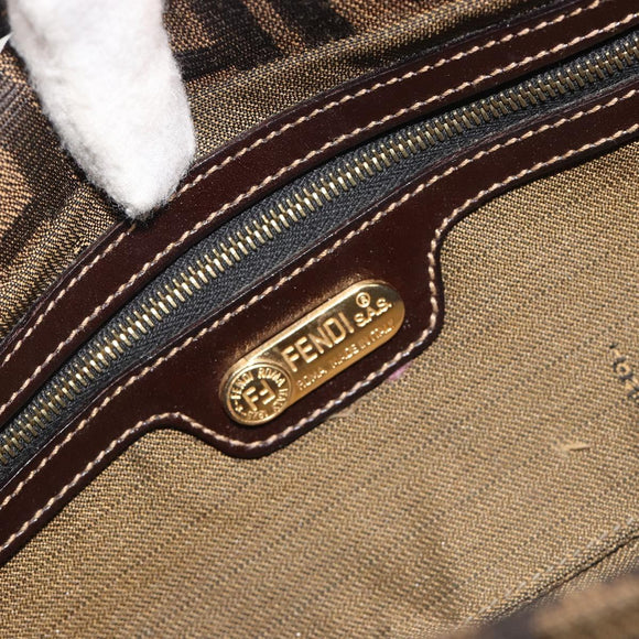 FENDI Zucca Canvas Mamma Baguette Shoulder Bag Brown Black Auth 193422V