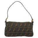 FENDI Zucca Canvas Mamma Baguette Shoulder Bag Brown Black Auth 193422V-2