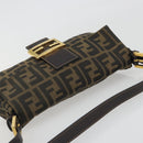 FENDI Zucca Canvas Mamma Baguette Shoulder Bag Brown Black Auth 193422V-6