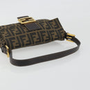 FENDI Zucca Canvas Mamma Baguette Shoulder Bag Brown Black Auth 193422V-7