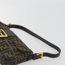 FENDI Zucca Canvas Mamma Baguette Shoulder Bag Brown Black Auth 193422V-8