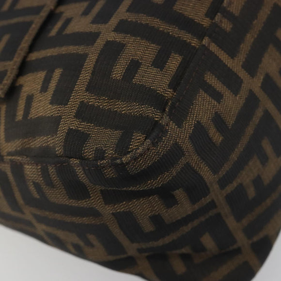 FENDI Zucca Canvas Mamma Baguette Shoulder Bag Brown Black Auth 193423V