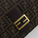 FENDI Zucca Canvas Mamma Baguette Shoulder Bag Brown Black Auth 193423V-15