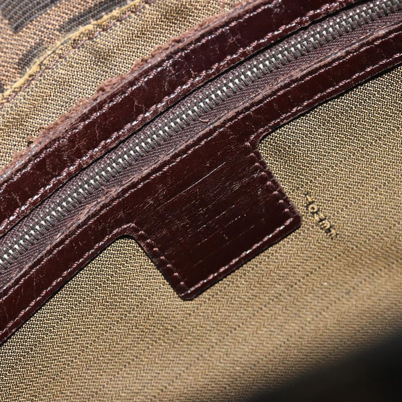 FENDI Zucca Canvas Mamma Baguette Shoulder Bag Brown Black Auth 193423V