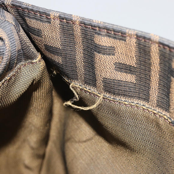 FENDI Zucca Canvas Mamma Baguette Shoulder Bag Brown Black Auth 193423V