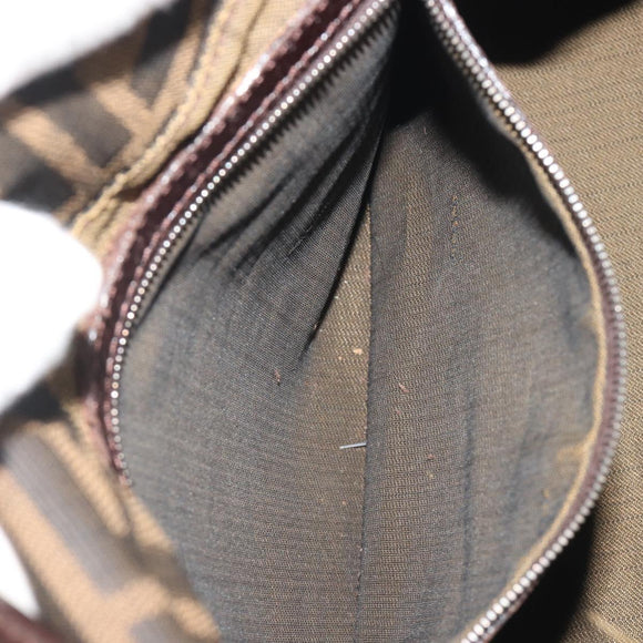 FENDI Zucca Canvas Mamma Baguette Shoulder Bag Brown Black Auth 193423V