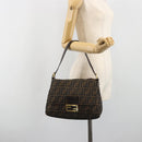 FENDI Zucca Canvas Mamma Baguette Shoulder Bag Brown Black Auth 193423V-28