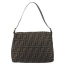 FENDI Zucca Canvas Mamma Baguette Shoulder Bag Brown Black Auth 193423V-3