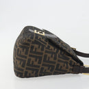 FENDI Zucca Canvas Mamma Baguette Shoulder Bag Brown Black Auth 193423V-4