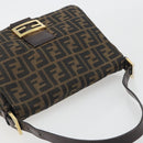 FENDI Zucca Canvas Mamma Baguette Shoulder Bag Brown Black Auth 193423V-6