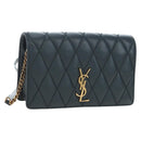 SAINT LAURENT Cassandra Angie Chain Shoulder Bag Leather Navy Gold Auth 193424M-1