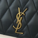SAINT LAURENT Cassandra Angie Chain Shoulder Bag Leather Navy Gold Auth 193424M-14