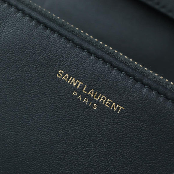 SAINT LAURENT Cassandra Angie Chain Shoulder Bag Leather Navy Gold Auth 193424M