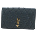 SAINT LAURENT Cassandra Angie Chain Shoulder Bag Leather Navy Gold Auth 193424M-2