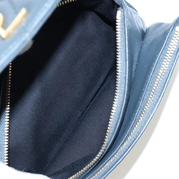 SAINT LAURENT Cassandra Angie Chain Shoulder Bag Leather Navy Gold Auth 193424M